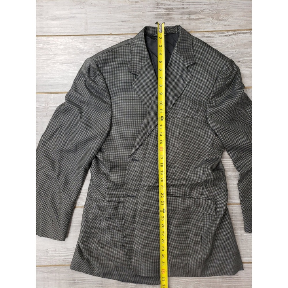Canali Mens Micro Check Two Button Blazer Jacket Grey Black Checkered Pattern - Picture 3 of 16